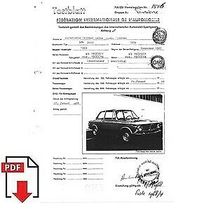 1968 BMW 2002 FIA homologation form PDF download
